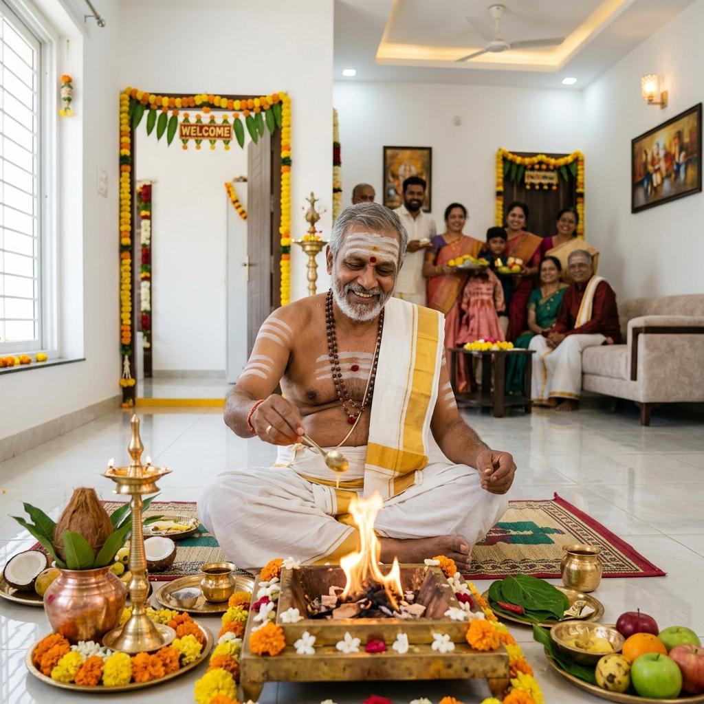 Priest performing home pooja