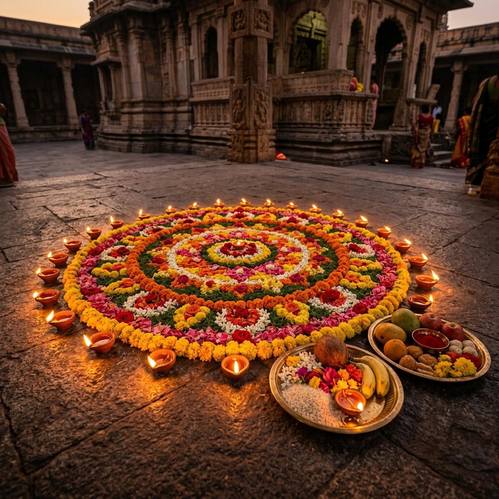 Temple offerings and mandala